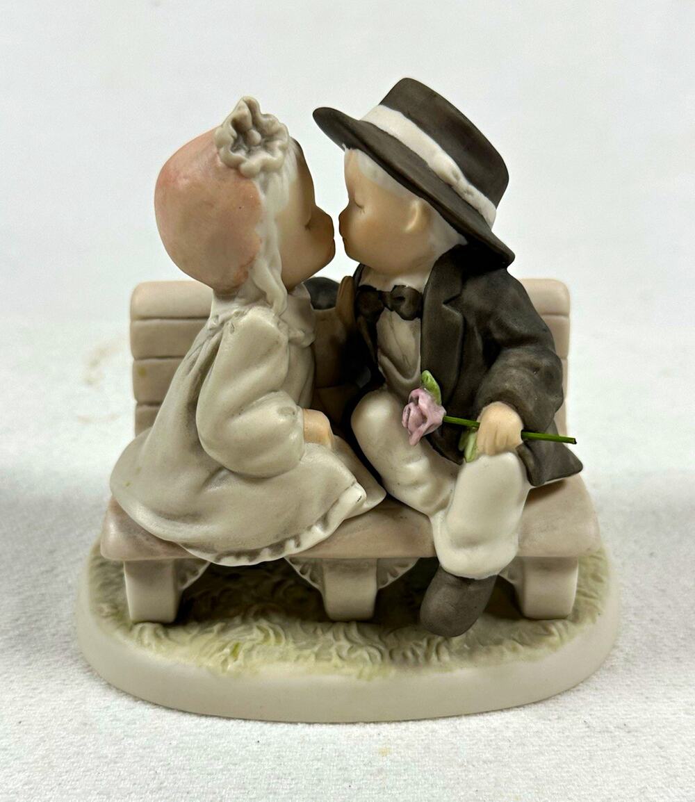 Enesco Monday's Child Porcelain Couple Figurine 3D Effect Multicolor 1997